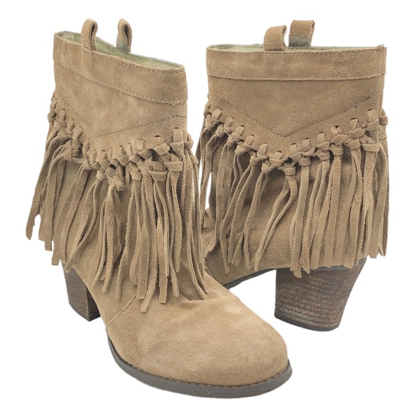 Sbicca Western Style Fringe Brown Suede Ankle Boots - Picture 1 of 12